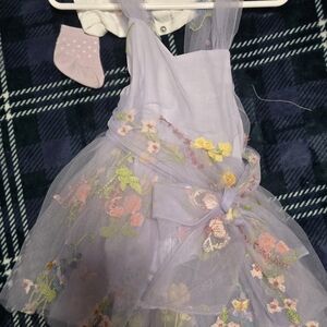 Floral Embroidered Lavender Kids Dress